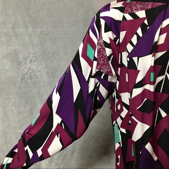 Elie Tahari Silk Tunic Dress Purple Black Medium - Picture 7 of 8